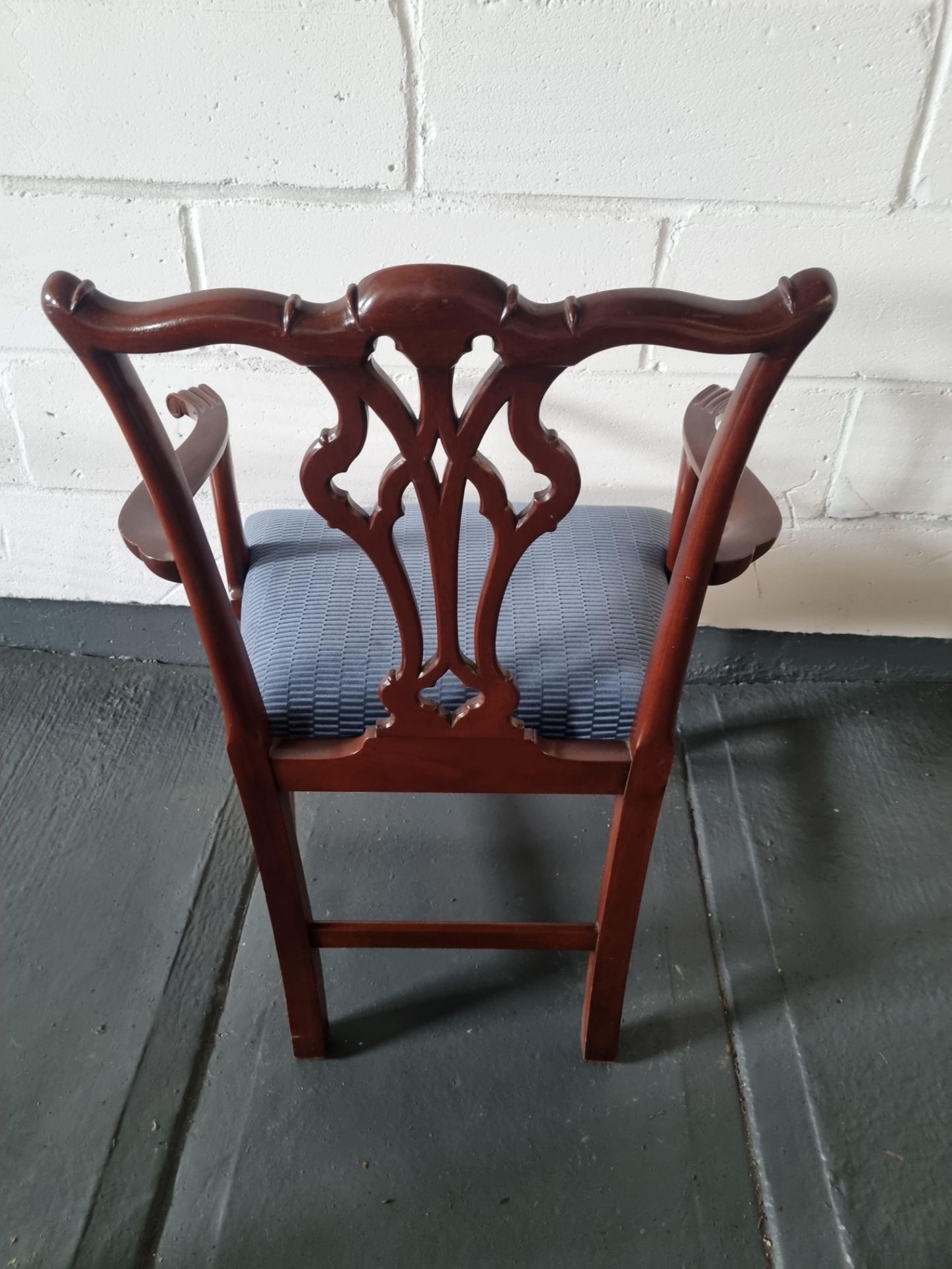 Arthur Brett Georgian-Style Dining Arm Chair With Bespoke Blue Upholstered Beautifully - Image 2 of 5