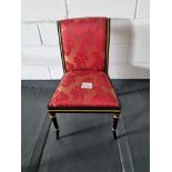 Arthur Brett Ebonised & Gilt Side Chair In bespoke Red Upholstery Regency-Style Upholstered Back