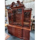 Arthur Brett Chippendale style carved mahogany bureau bookcase This extremely fine carved piece is