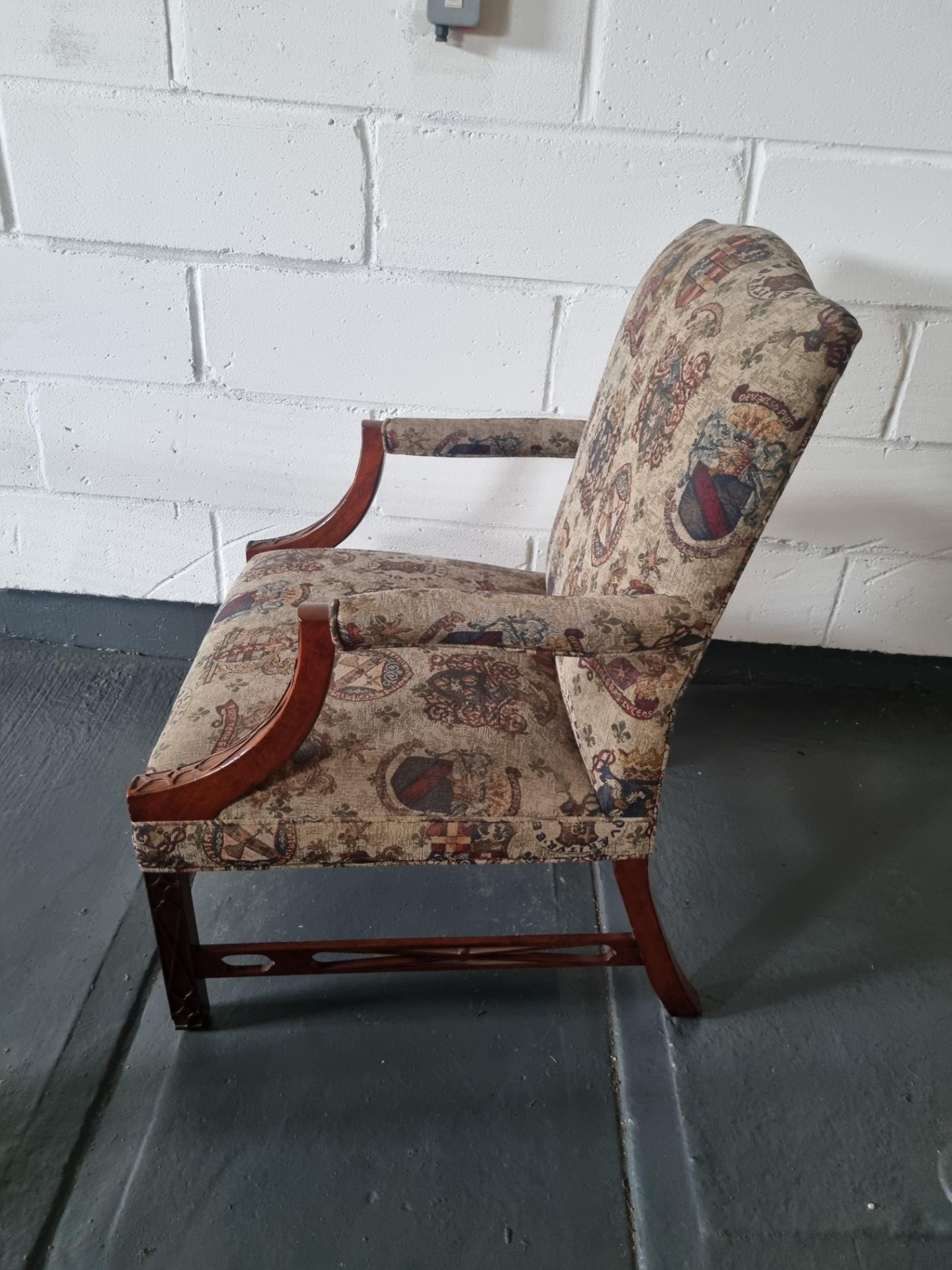 Arthur Brett Mahogany upholstered Arm Chair With Wonderful Carvings On Both Arms & Legs Height 100cm - Image 5 of 5