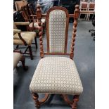 Arthur Brett Beautifully crafted high back chair with barley twist detail and stretcher with cream &