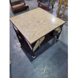 Eggshell topped mahogany coffee table with drawers and slide outs cm Width cm Depth cm
