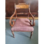 Arthur Brett Mahogany Dining Arm Chair With Spindle Detail To Back And Carved Tapered Front Legs