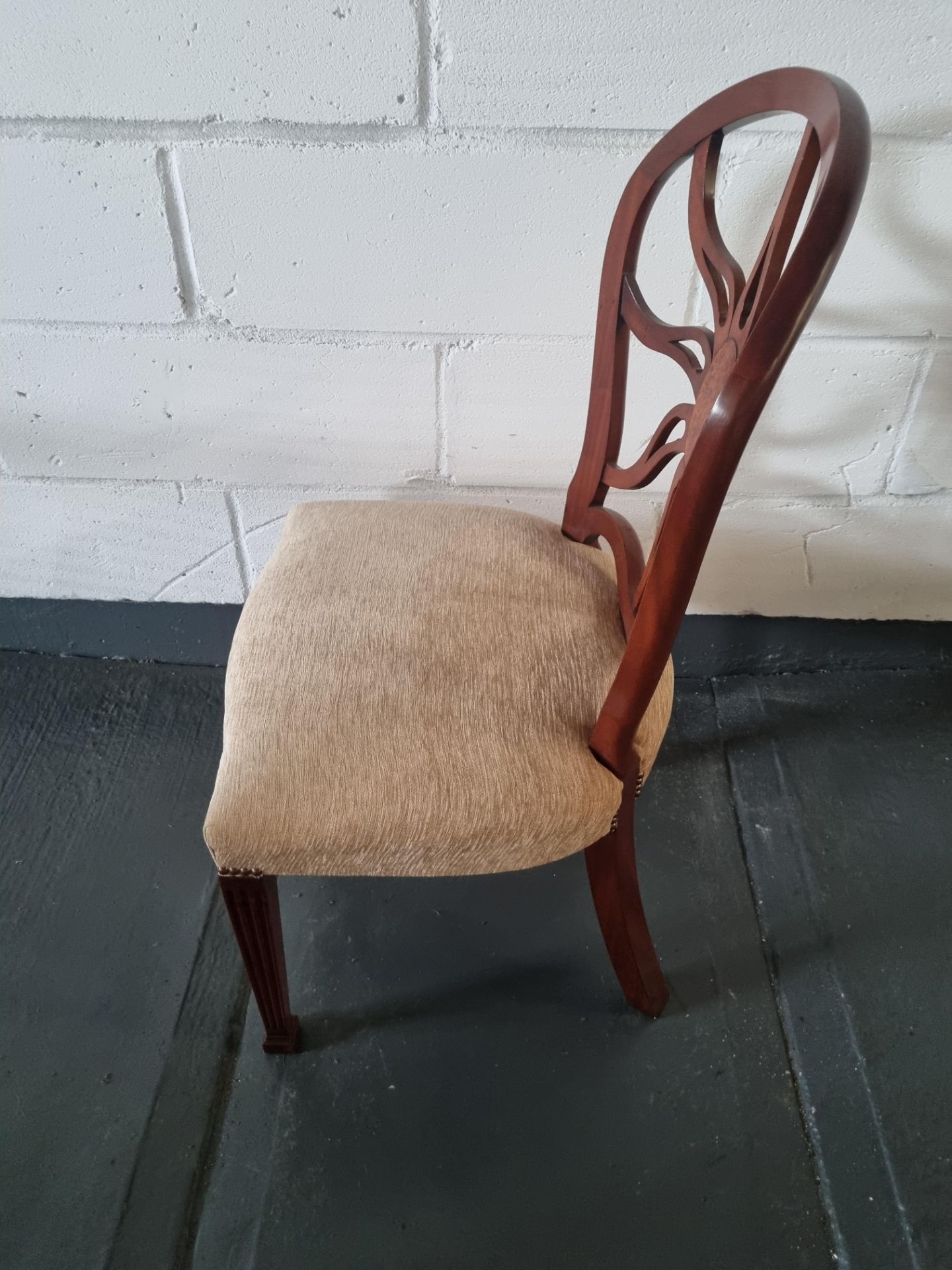 Arthur Brett Mahogany Sunburst Side Chair With Bespoke Mushroom Patterned Upholstery George III - Image 2 of 6