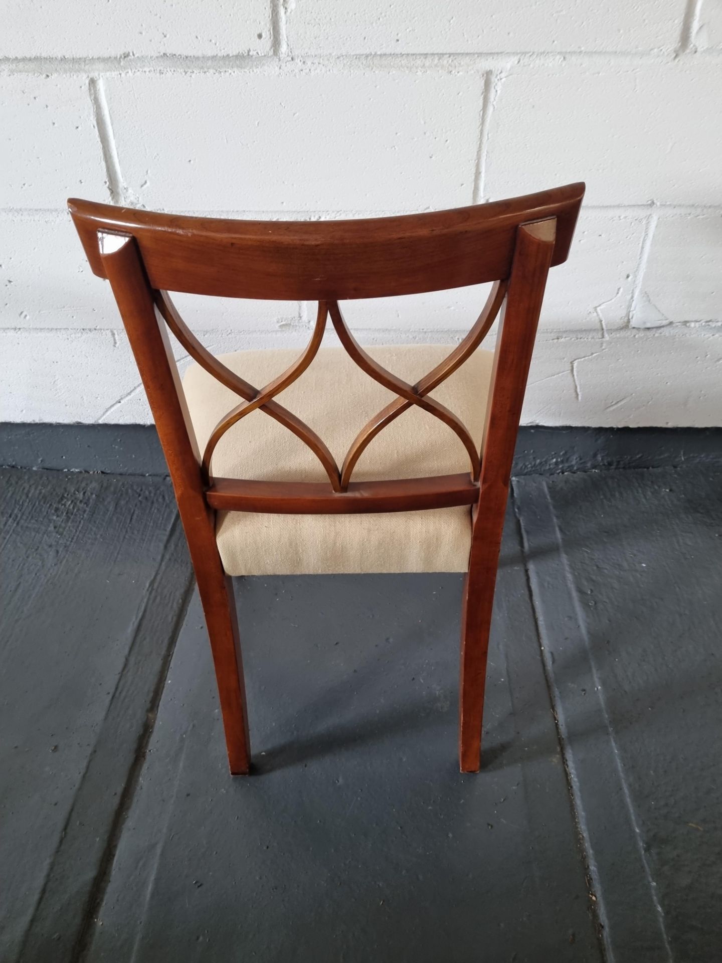 Arthur Brett Side Chair Bespoke Cream Upholstery Sheraton-Style Cherrywood Armchair With Tulip- - Image 2 of 4
