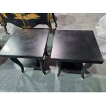 A pair of Black and silver side Table Height 50cm Width 45cm Depth 45cm