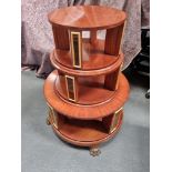 Arthur Brett Stunning Mahogany Circular Rotating Three Tier Bookcase with Gold detail 110 x66cm