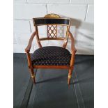 Arthur Brett Russian Arm Chair Bespoke Blue Upholstery Russian-Style Arm Chair A Stunning Cherrywood