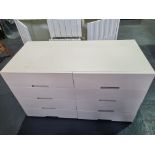 Off White leather Chest of Drawers with 8 soft close drawers Height 70cm Width 120cm Depth 56cm