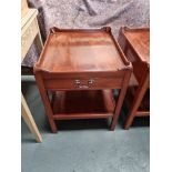 Arthur Brett Mahogany end table with shaped gallery top and one drawer with shelf below Height