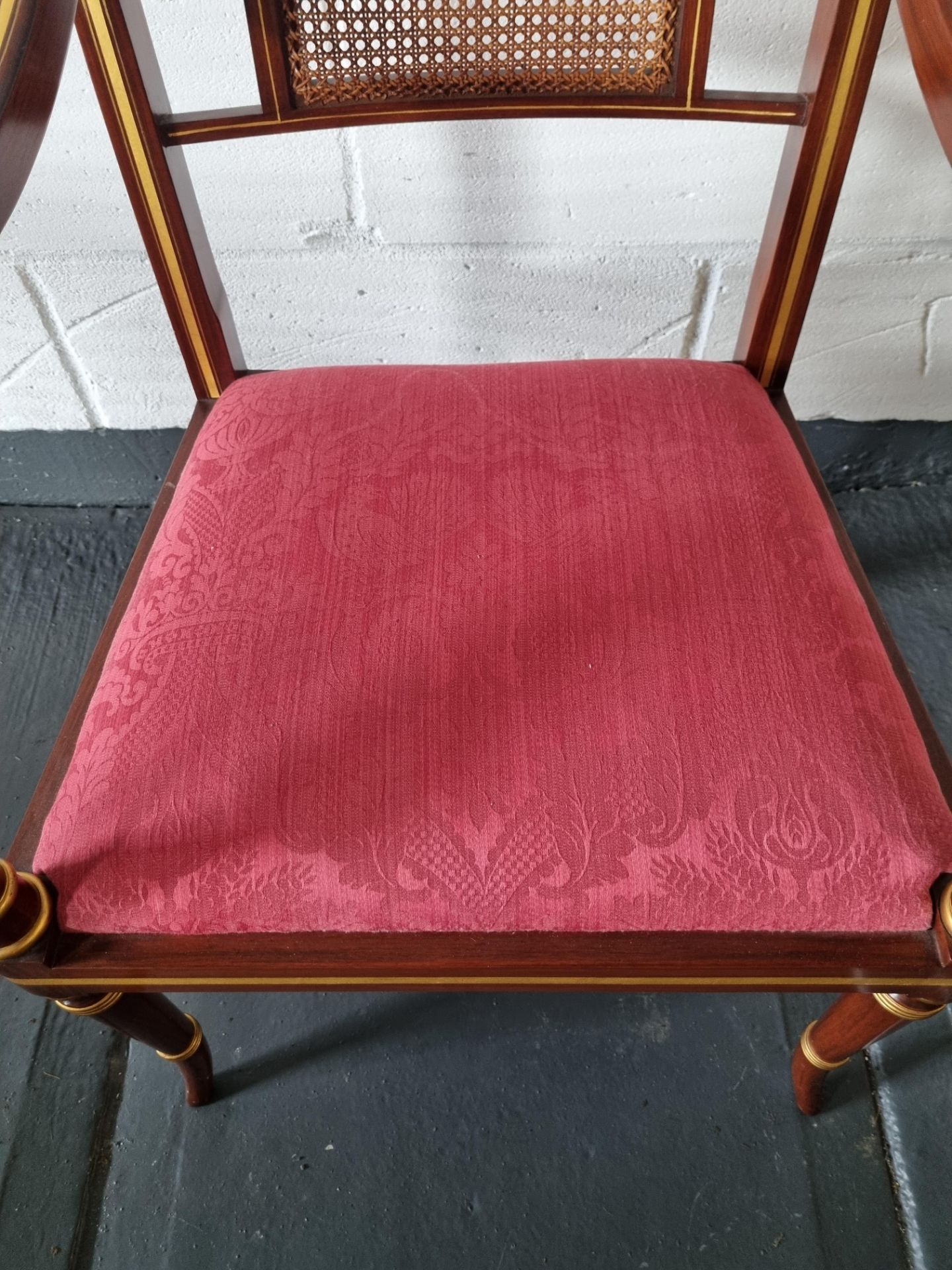 Arthur Brett Arm Chair Regency-Style Chair Bespoke Red Unupholstered In Rosewood Colour Finish - Image 2 of 4