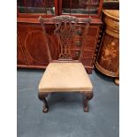 Arthur Brett Mid-Georgian-Style mahogany Dining Side Chair with gold upholstery with cabriole legs