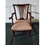 Arthur Brett Mahogany Dining Arm Chair With Spindle Detail To Back And Carved Tapered Front Legs