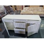 decorative White side cupboard with two doors and 5 drawers in a lacquered finish Height 85cm