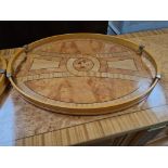 Arthur Brett a pair of beautiful detailed trays Wide 54cm Length 42cm (one needs edging glueing back