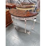 Arthur Brett George III style silver gilt console table with Demi-Lune Top is Veneered in fine maple