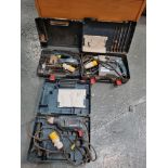 3 x cased Bosch Professional power tools comprising Bosch Professional GSB 16 RE impact drill, Bosch