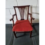 Arthur Brett Mahogany Dining Arm Chair With Spindle Detail To Back And Carved Tapered Front Legs