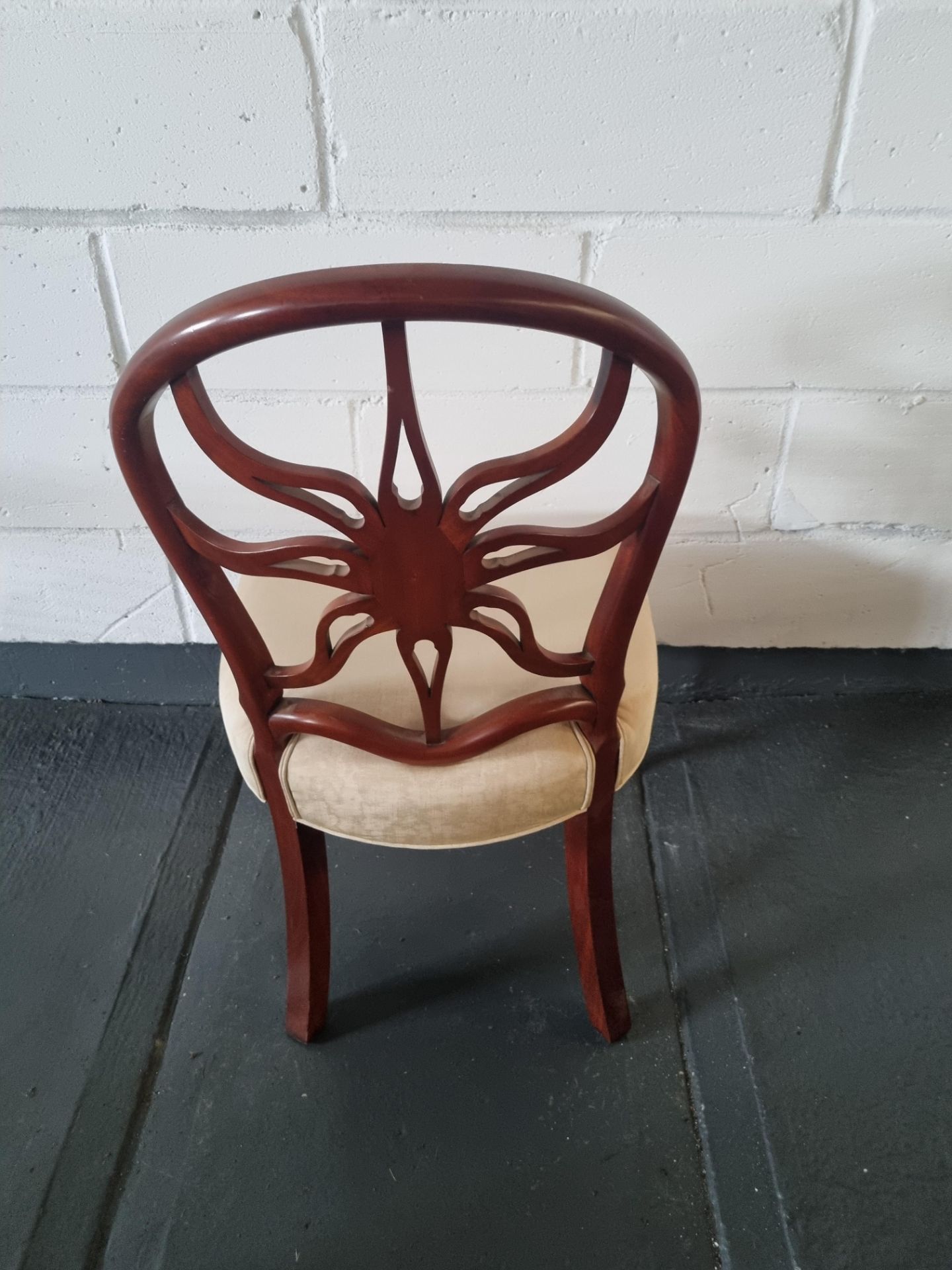 Arthur Brett Mahogany Sunburst Side Chair With Bespoke Cream Silk Patterned Upholstery - Image 2 of 5