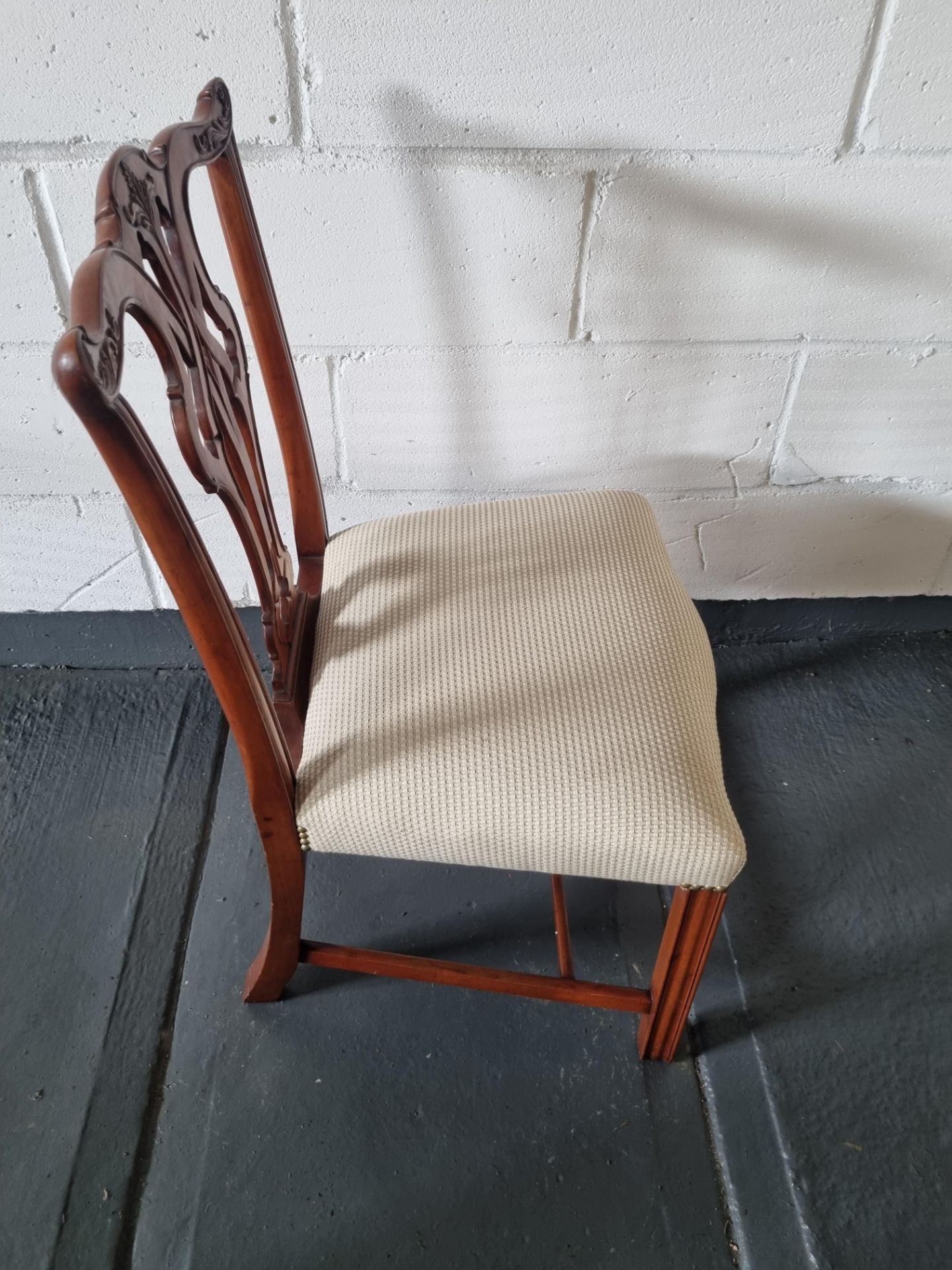 Arthur Brett Georgian-Style Dining Side Chair With Bespoke Cream Upholstery Beautifully Proportioned - Image 5 of 5