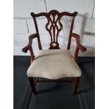 Arthur Brett Georgian-Style Dining Arm Chair With Bespoke Cream Upholstered Seat Beautifully