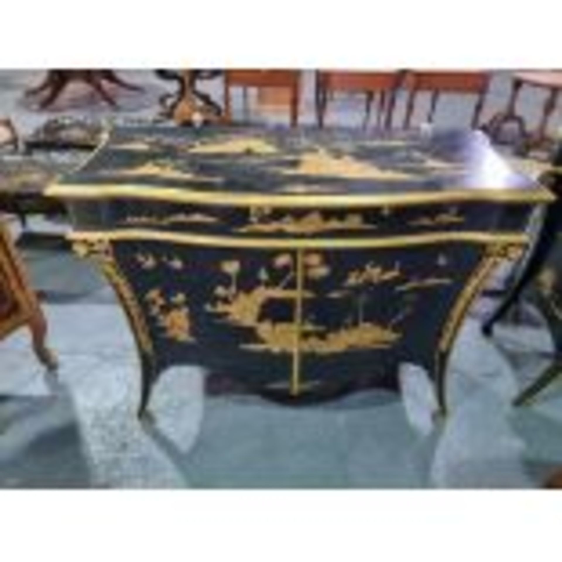 Chinese Black and Gold 2 door Commode Height 92cm Width 119cm Depth 51cm