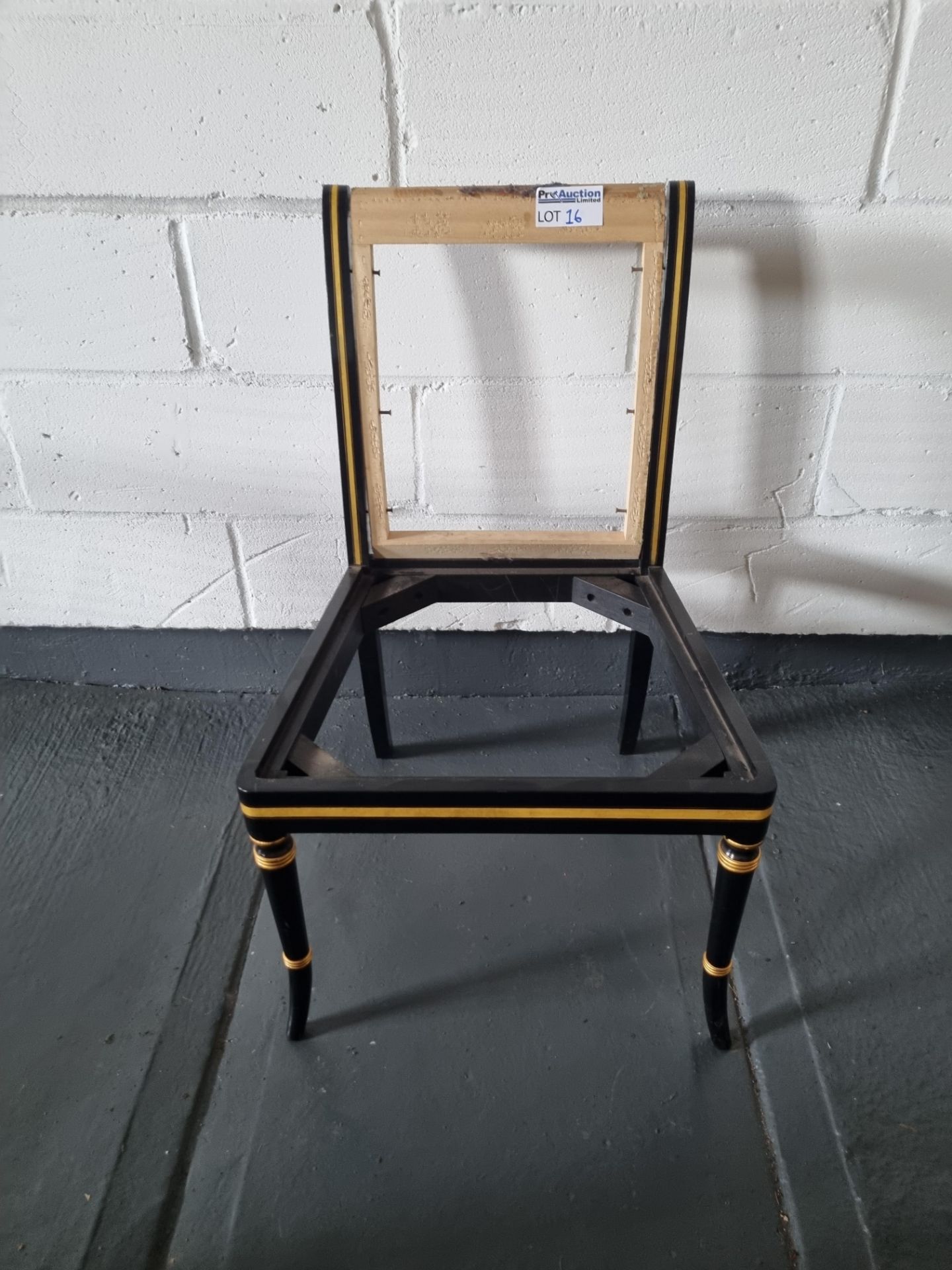 Arthur Brett Ebonised & Gilt Side Chair In bespoke Red Upholstery Regency-Style Upholstered Back