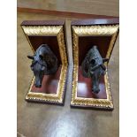 Arthur Brett a pair of Book end with carved gilt horse head Height 21cm width 14cm Depth 20cm