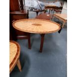 Arthur Brett Late 18th Century-style Sheraton oval inlaid tray table finished in English willow with