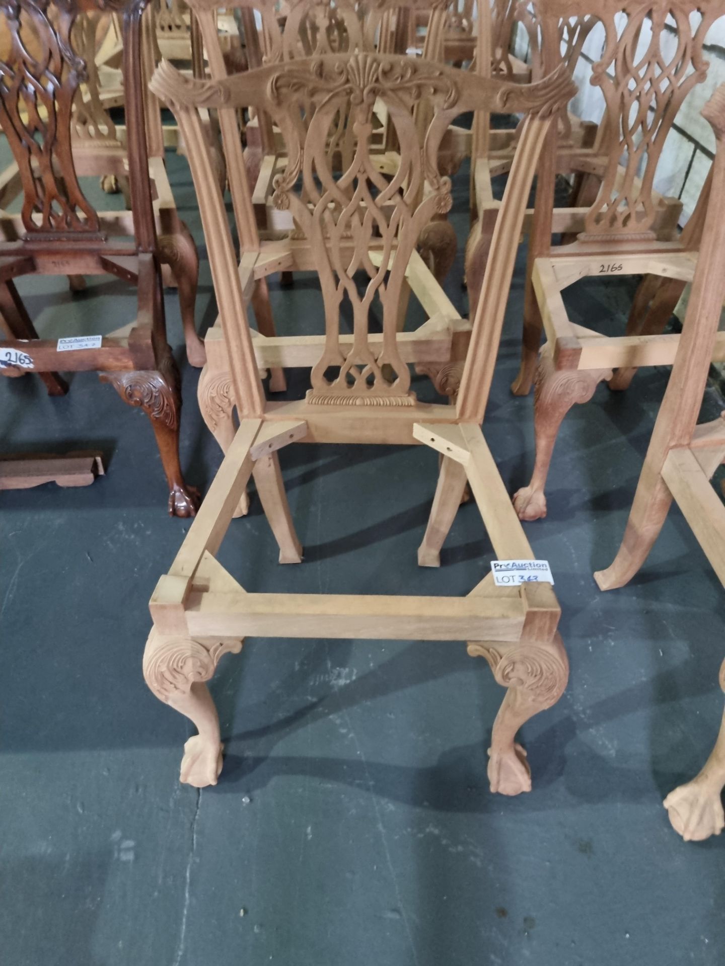 4x Arthur Brett natural & Unupholstered Mid-Georgian-Style carved mahogany Dining Side Chair with - Bild 2 aus 3