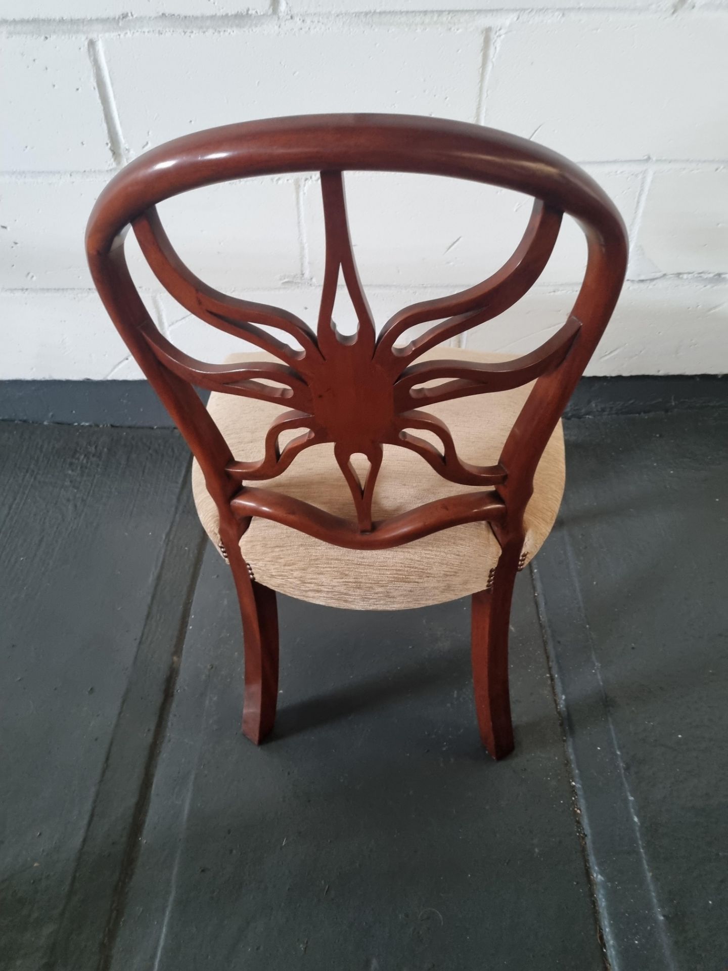 Arthur Brett Mahogany Sunburst Side Chair With Bespoke Mushroom Patterned Upholstery George III - Bild 3 aus 6