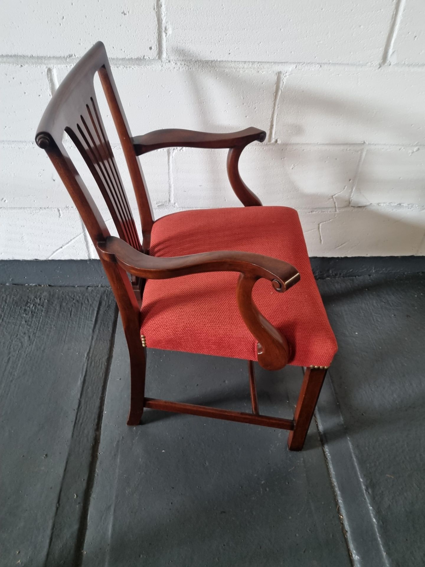 Arthur Brett Mahogany Dining Arm Chair With Spindle Detail To Back And Carved Tapered Front Legs - Image 6 of 6