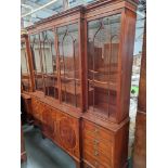 Arthur Brett Late 18th Century-Style Mahogany Breakfront Bookcase With figured veneers and satinwood