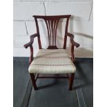 Arthur Brett Mahogany Dining Arm Chair With Spindle Detail To Back And Carved Tapered Front Legs