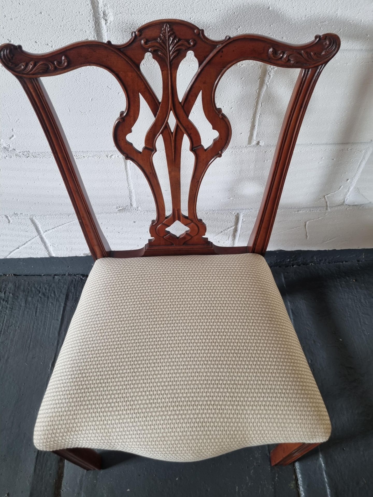 Arthur Brett Georgian-Style Dining Side Chair With Bespoke Cream Upholstery Beautifully Proportioned - Image 4 of 5