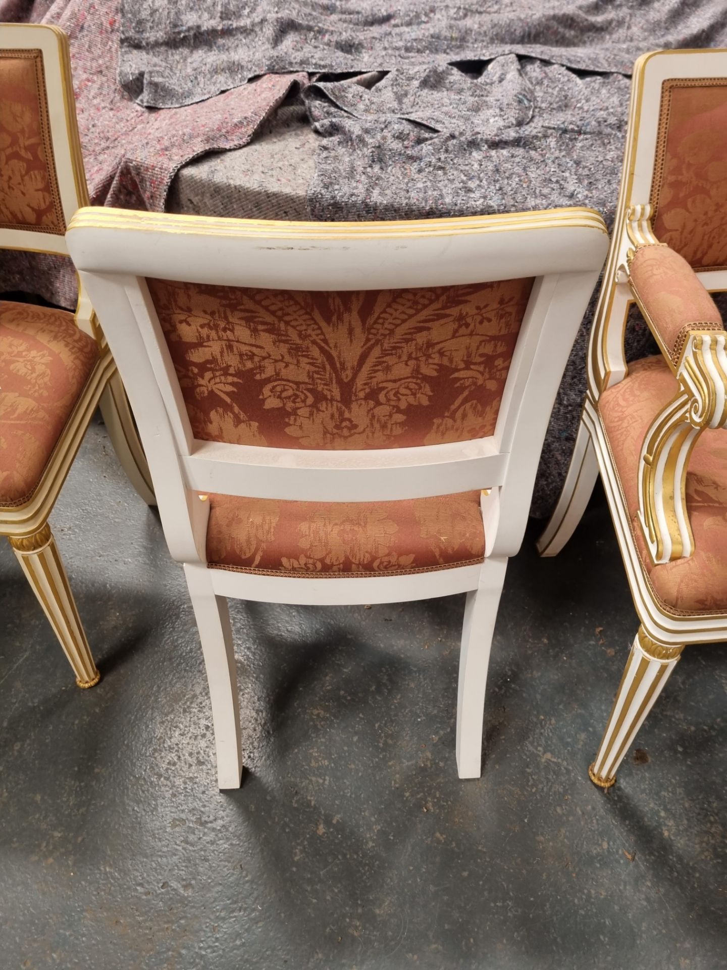 Arthur Brett Dining side chair with Rose gold pattern upholstery seat and back rest on a elegant - Image 3 of 5