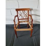 Arthur Brett Armchair Bespoke Unupholstered Sheraton-Style Cherrywood Armchair With Tulip-Wood Inlay