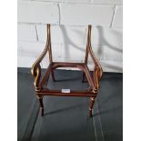 Arthur Brett Rosewood Arm Chair Bespoke Unupholstered Regency-Style Rosewood Colour & Gilt Chair.
