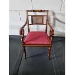 Arthur Brett Arm Chair Regency-Style Chair Bespoke Red Unupholstered In Rosewood Colour Finish