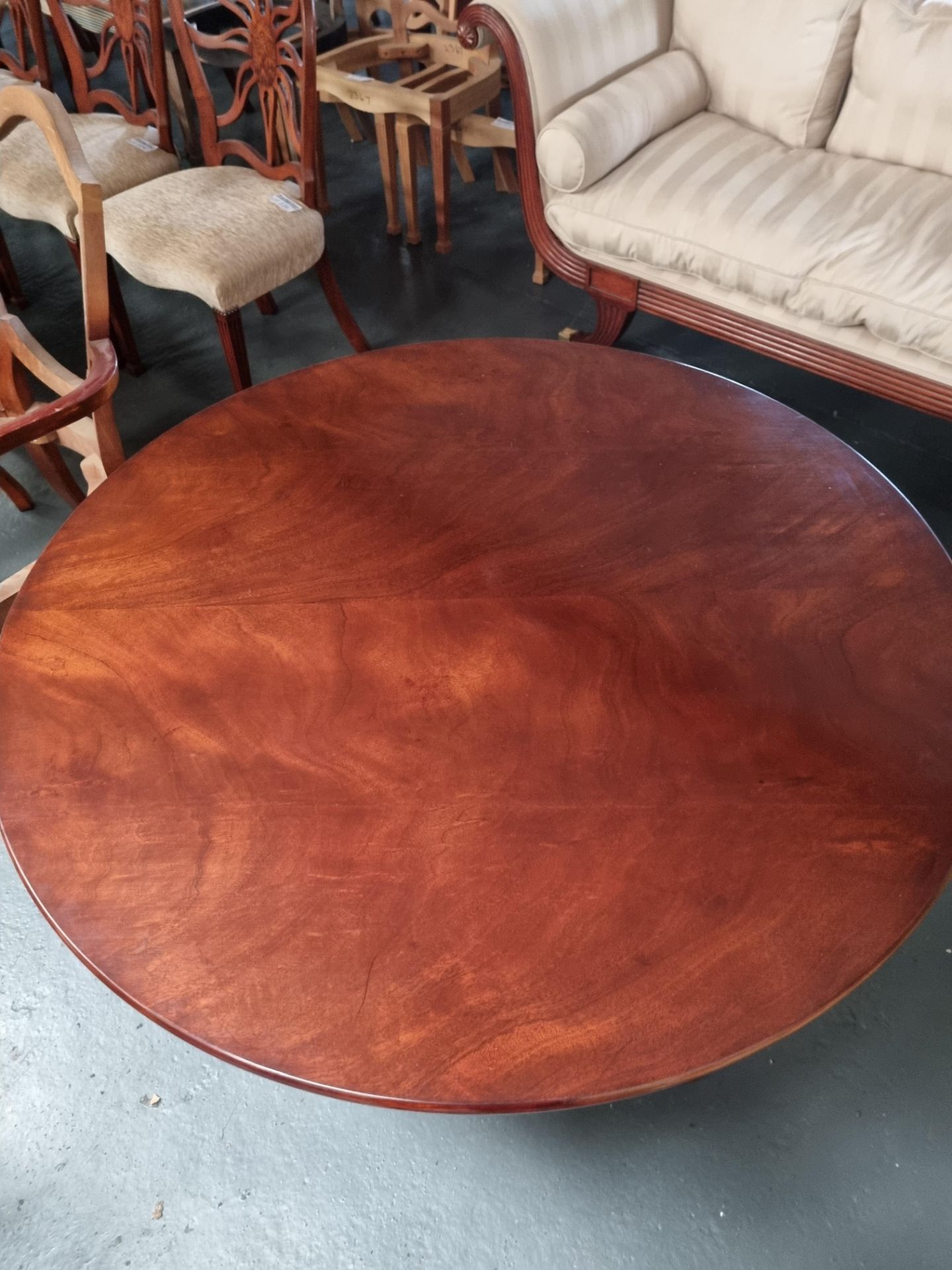 Arthur Brett Mahogany single pedestal Table with four legs the top tilts and is held in place with a - Image 2 of 4