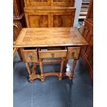Arthur Brett William & Mary style Walnut Low Boy with 3 drawers with amazing carvings down the