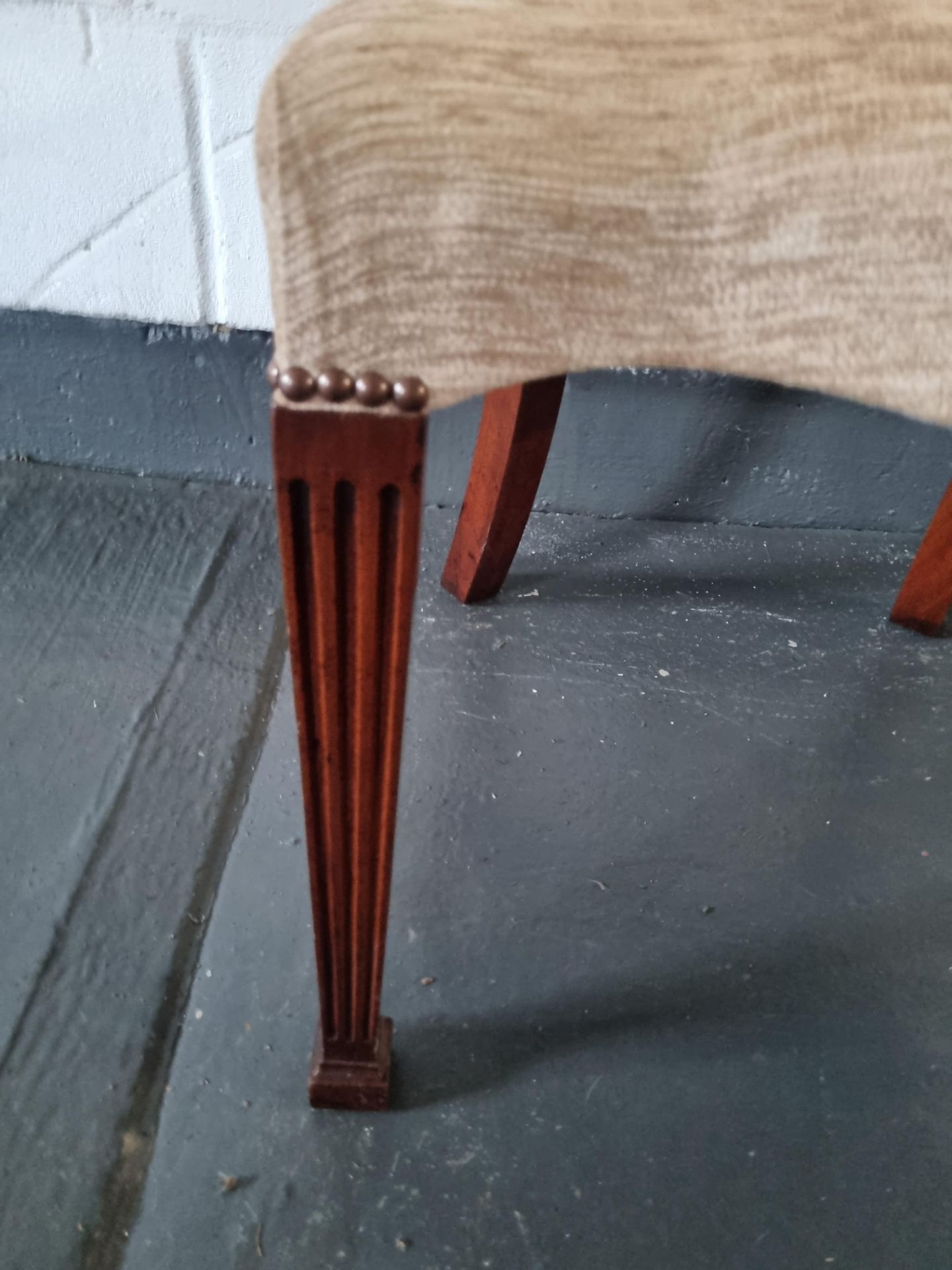 Arthur Brett Mahogany Sunburst Side Chair With Bespoke Mushroom Patterned Upholstery George III - Image 6 of 6