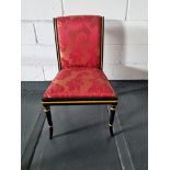 Arthur Brett Ebonised & Gilt Side Chair In bespoke Red Upholstery Regency-Style Upholstered Back