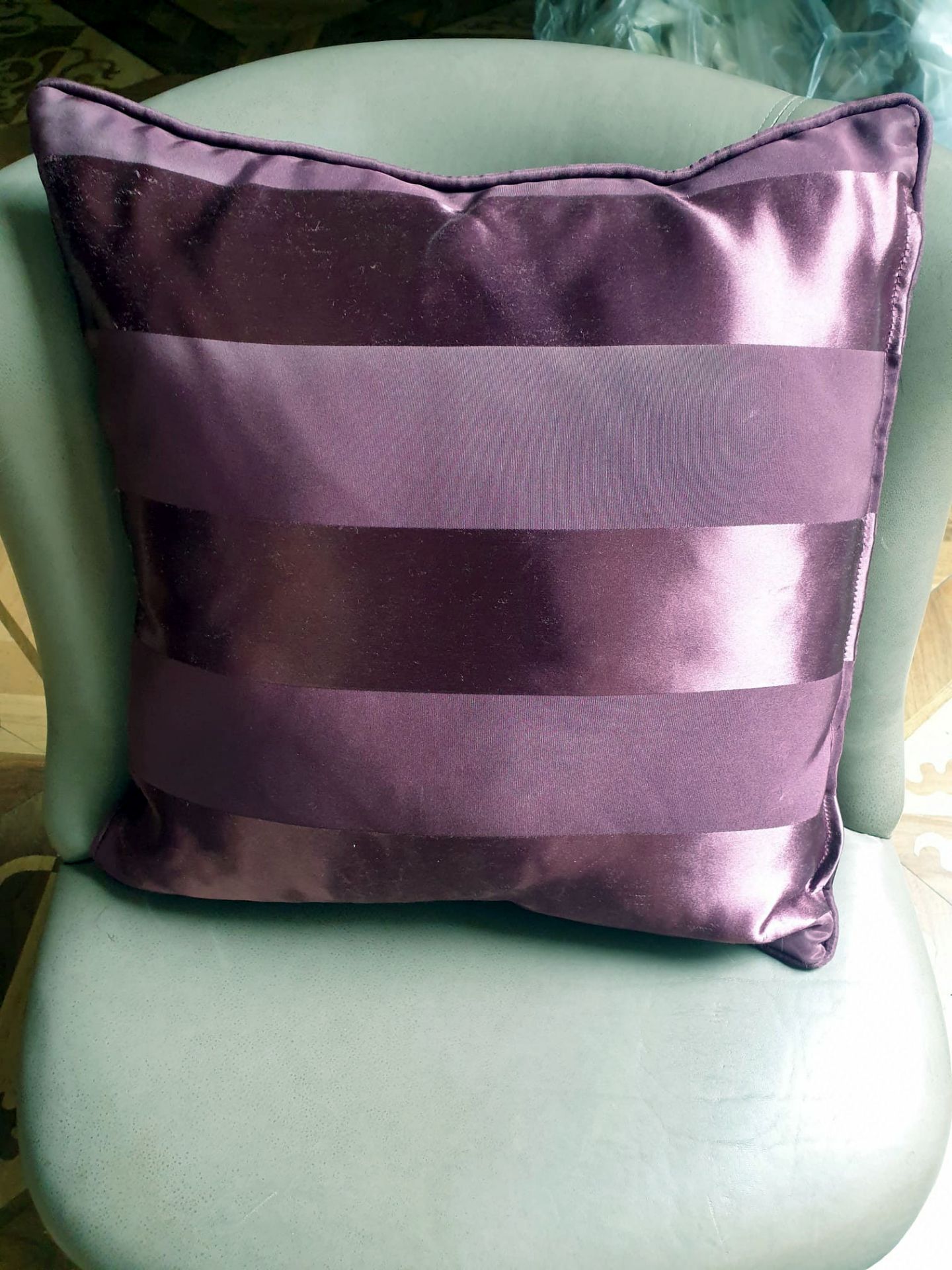4 x Purple silk stripe scatter cushions 45cm