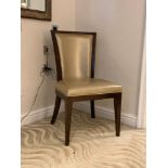 A set of 3 x rosewood and leather side chair padded and back rest in gold upholstery 46 x 48 x 84cm