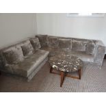 Velvet Upholstered L Shape Sofa Velvet Silver Siloutte 201 X 69