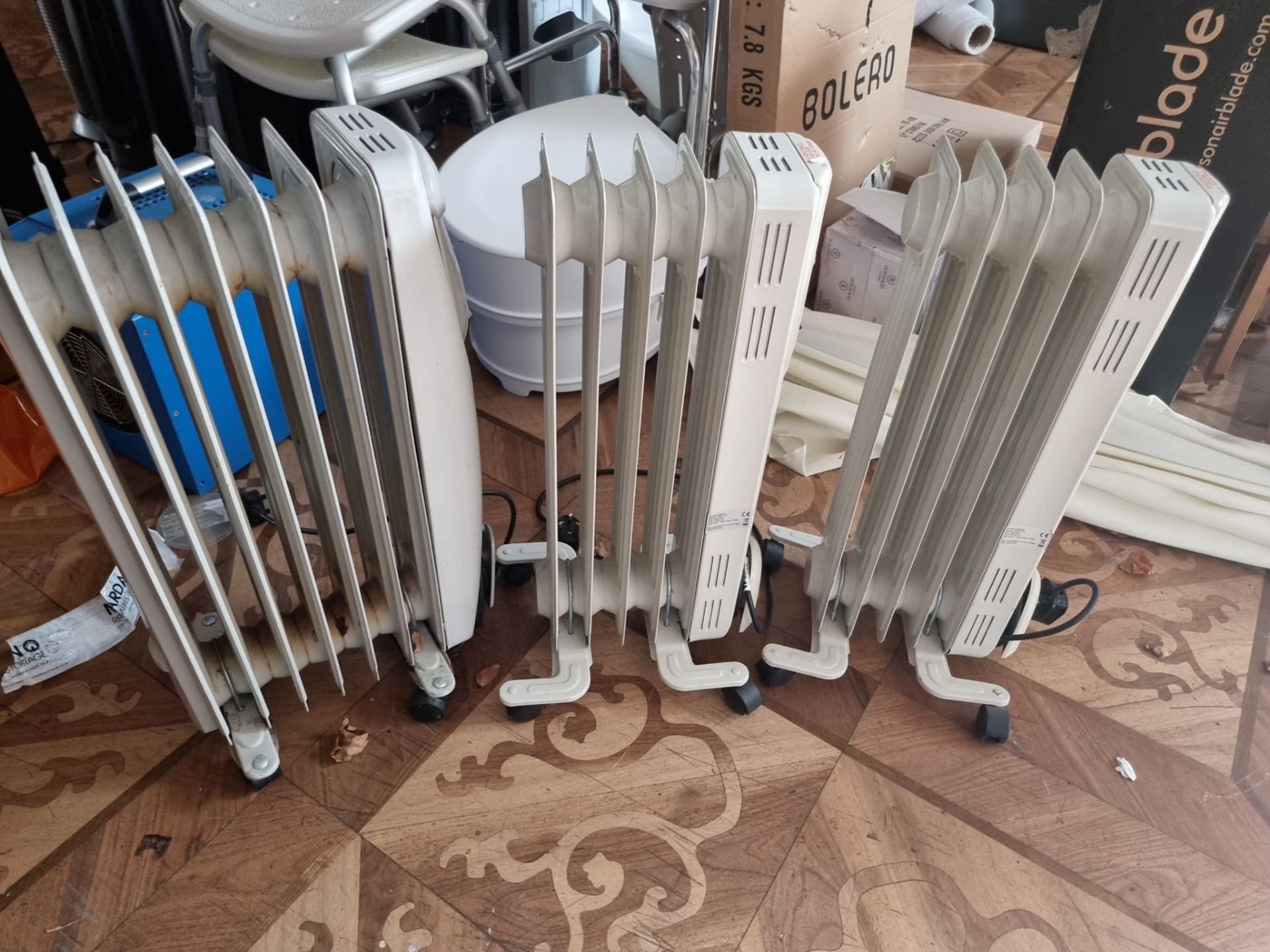 3 x oil filled mobile radiators as found