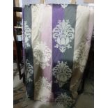 A pair of drapes pink grey cream motif each panel 144 x 268cm