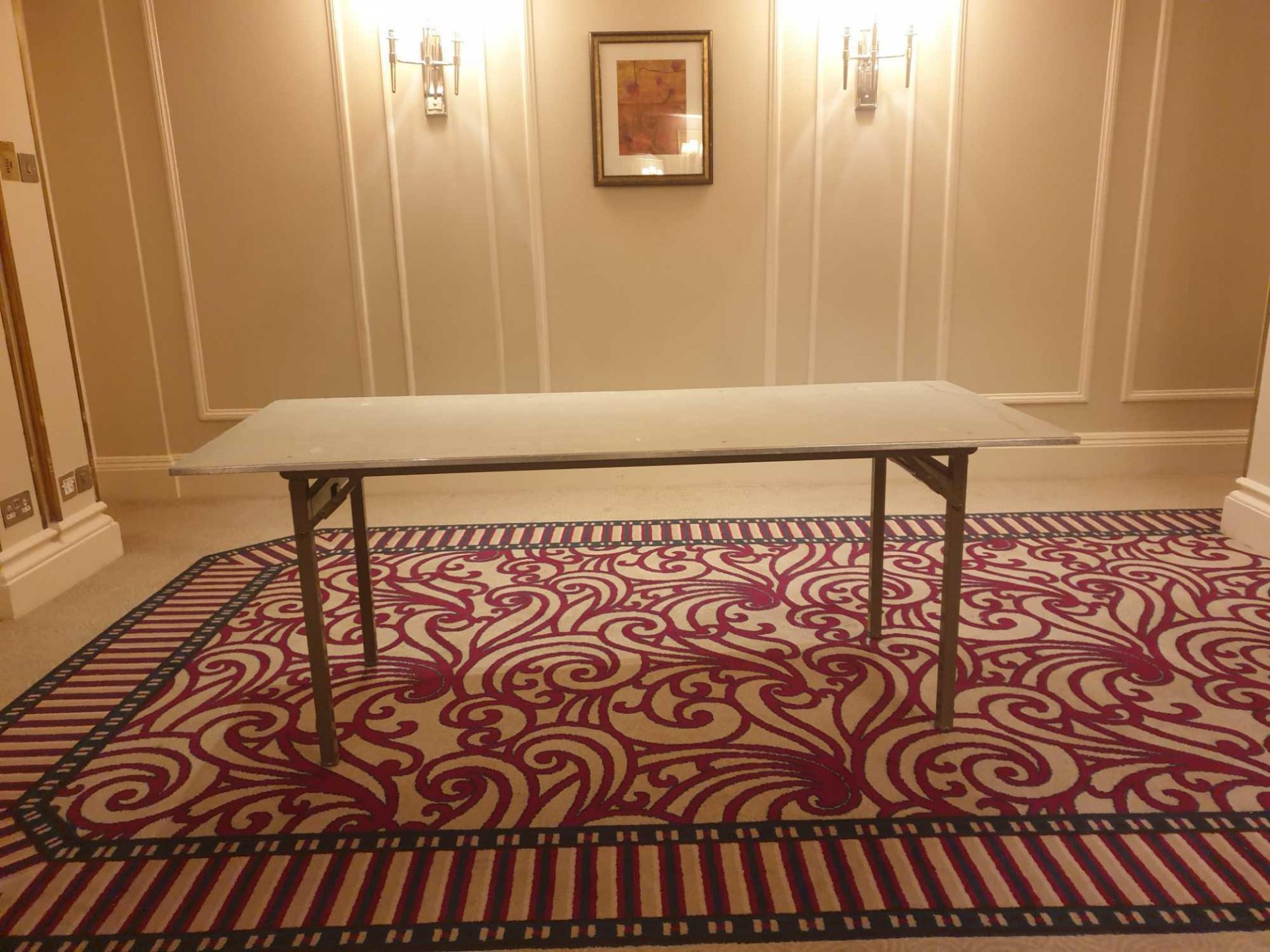 7 x Burgess 5ft Folding Flock Padded Rectangular Banquet Table 78x 152x 72cm - Image 2 of 3