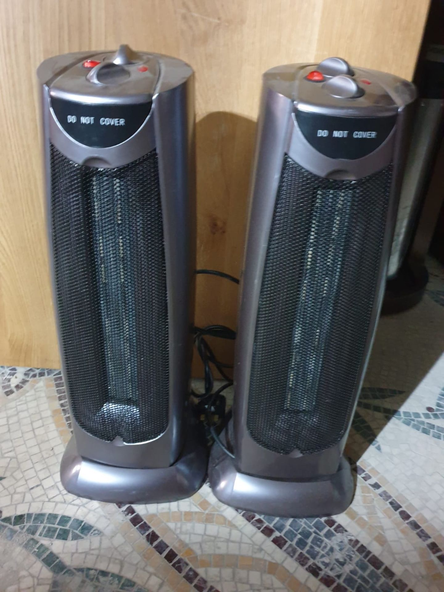 2 x Fan Heater With Overheat Protection - 2kW Tower fan heater with wide angle oscillation, two heat